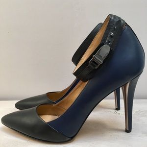 Coach Ankle Strap Blue and Black Heel